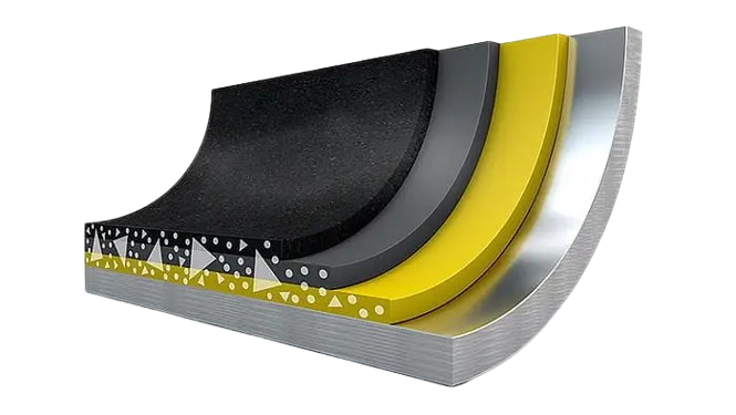 Cross-section of the three-layer non-stick coating
