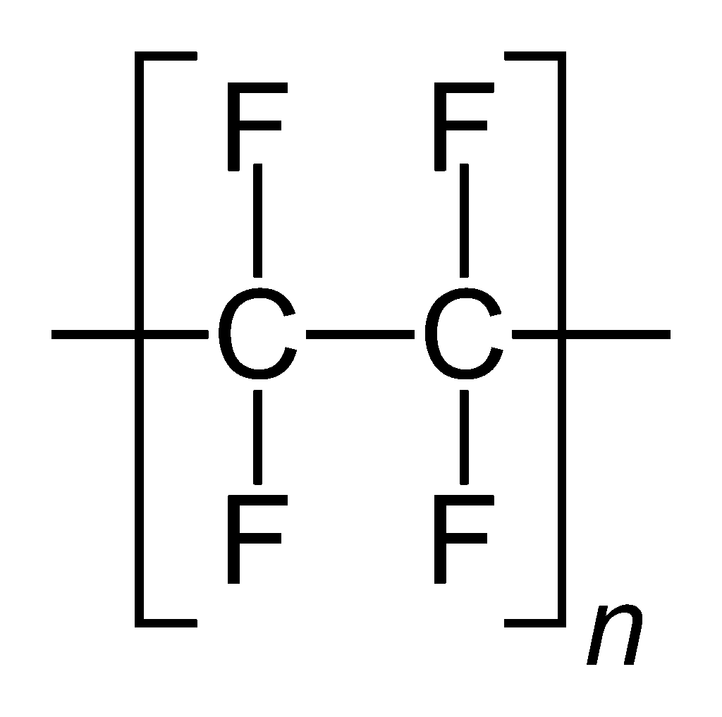 Strukturformel von Polytetrafluorethylen (PTFE)